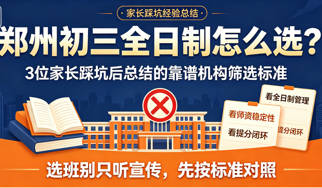郑州初三全日制怎么选？3位家长踩坑后总结的靠谱机构筛选标准