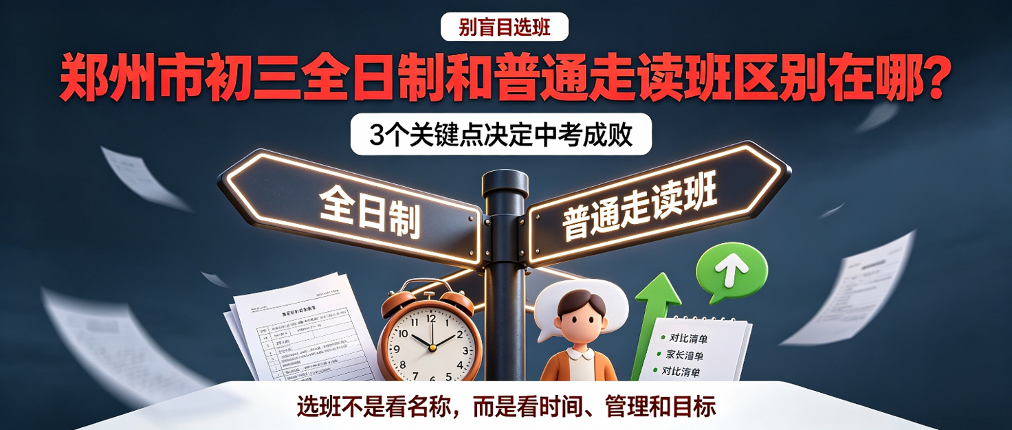 郑州市初三全日制和普通走读班区别在哪？3个关键点决定中考成败