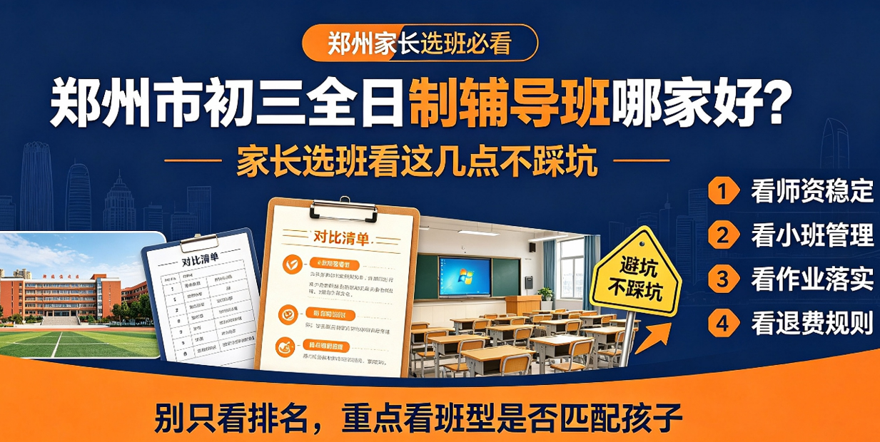 郑州市初三全日制辅导班哪家好？家长选班看这几点不踩坑