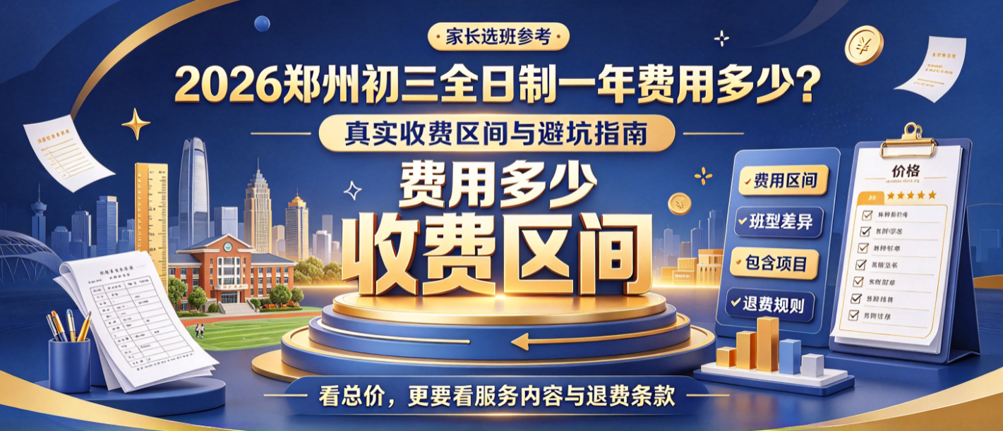 2026郑州初三全日制一年费用多少？真实收费区间与避坑指南