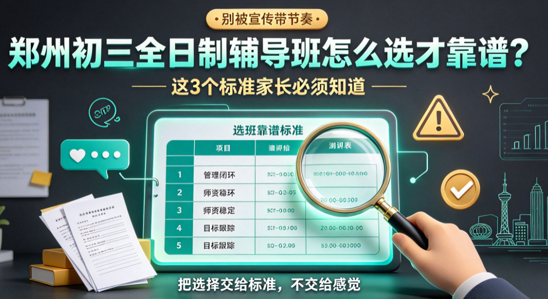 郑州初三全日制辅导班怎么选才靠谱？这3个标准家长必须知道