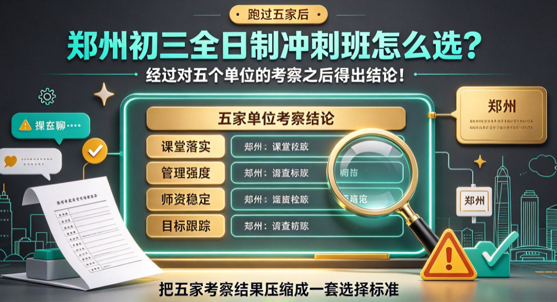 郑州初三全日制冲刺班怎么选？经过对五个单位的考察之后得出结论
