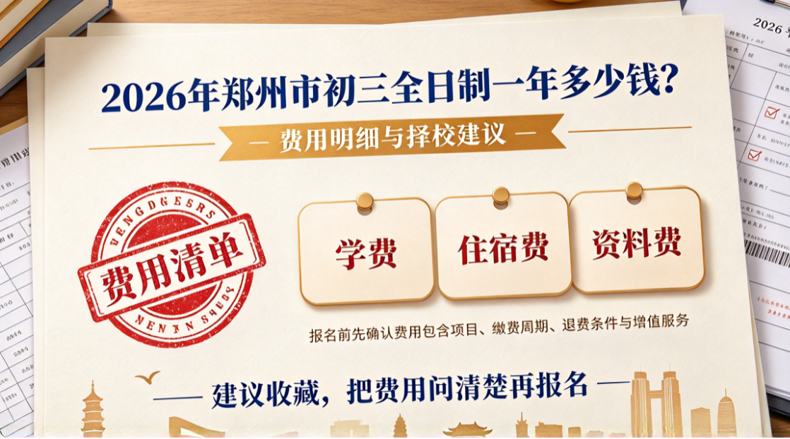2026年郑州市初三全日制一年多少钱？费用明细与择校建议