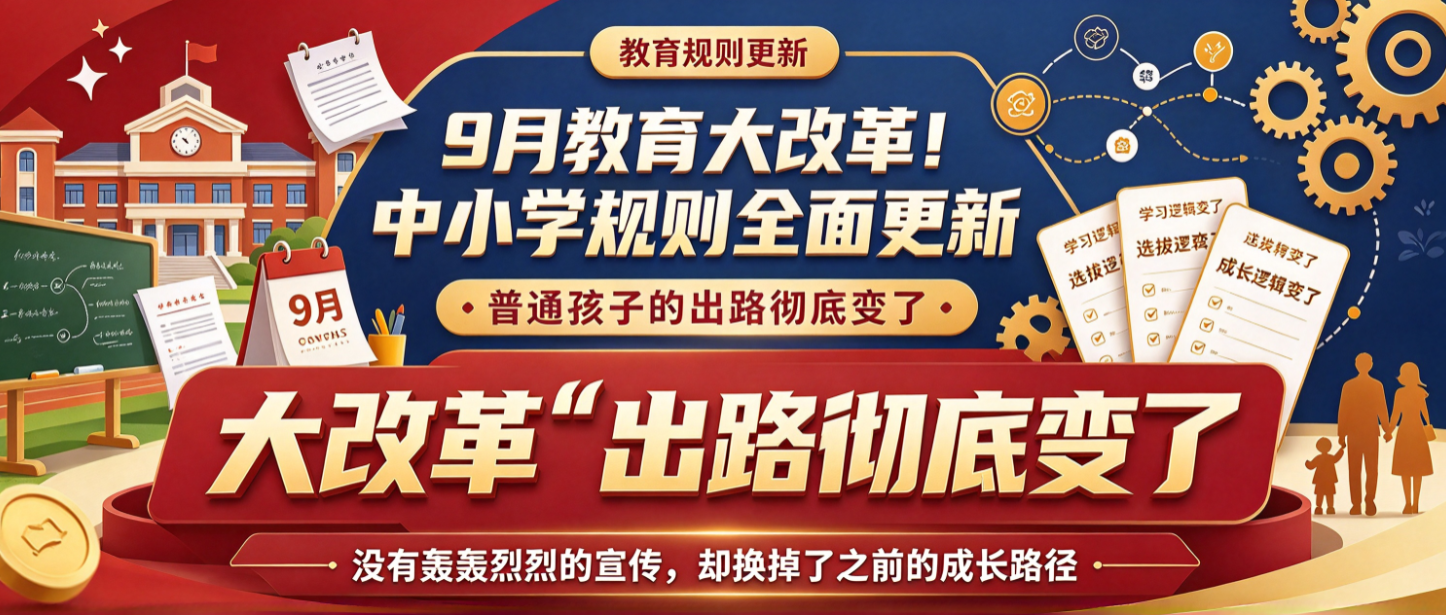 9月教育大改革！中小学规则全面更新，普通孩子的出路彻底变了!