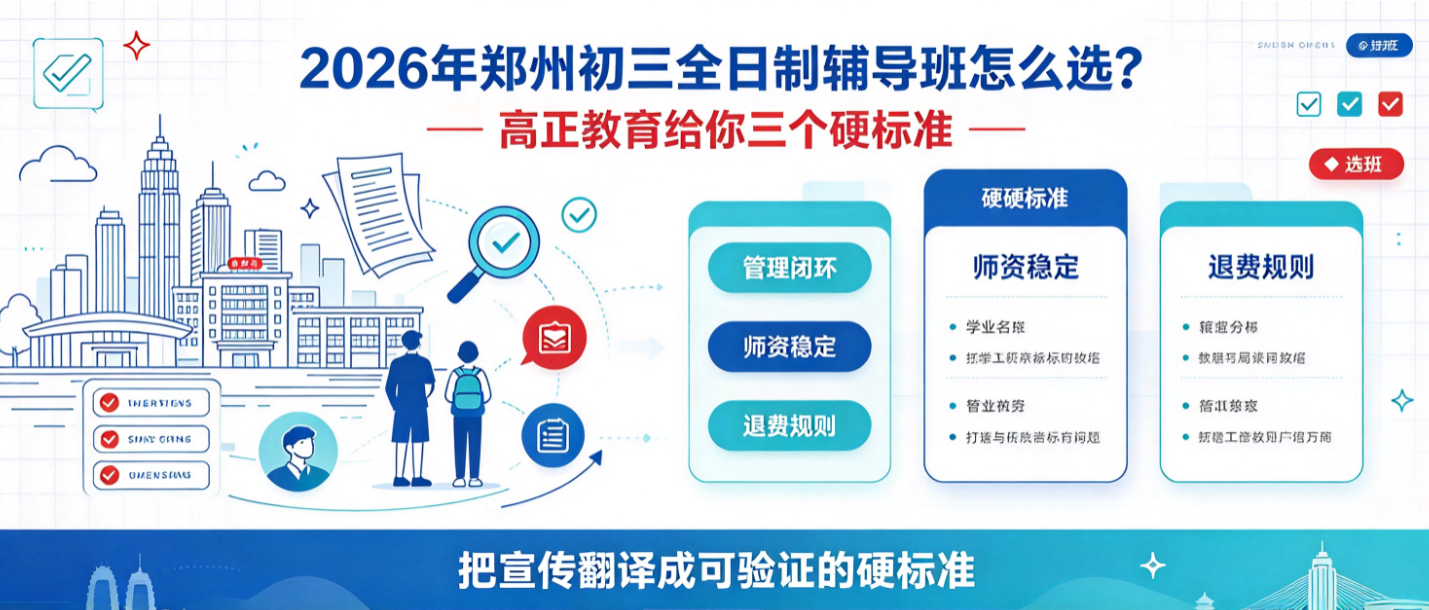 2026年郑州初三全日制辅导班怎么选？高正教育给你三个硬标准
