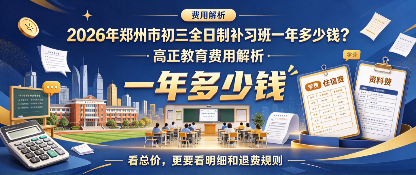 2026年郑州市初三全日制补习班一年多少钱？高正教育费用解析