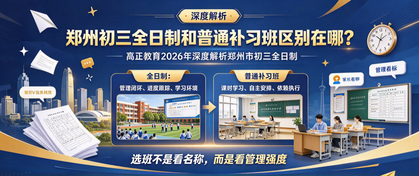 郑州初三全日制和普通补习班区别在哪？高正教育2026年深度解析郑州市初三全日制