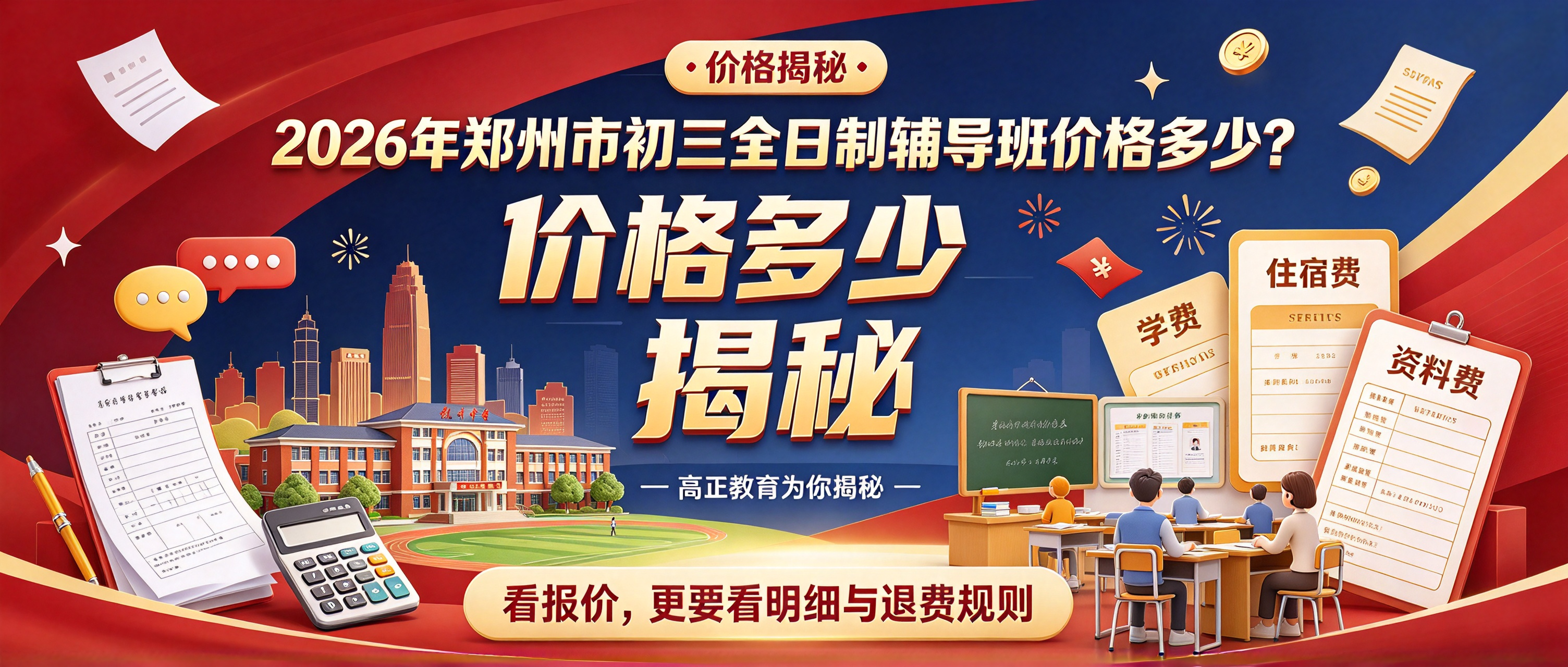 2026年郑州市初三全日制辅导班价格多少？高正教育为你揭秘