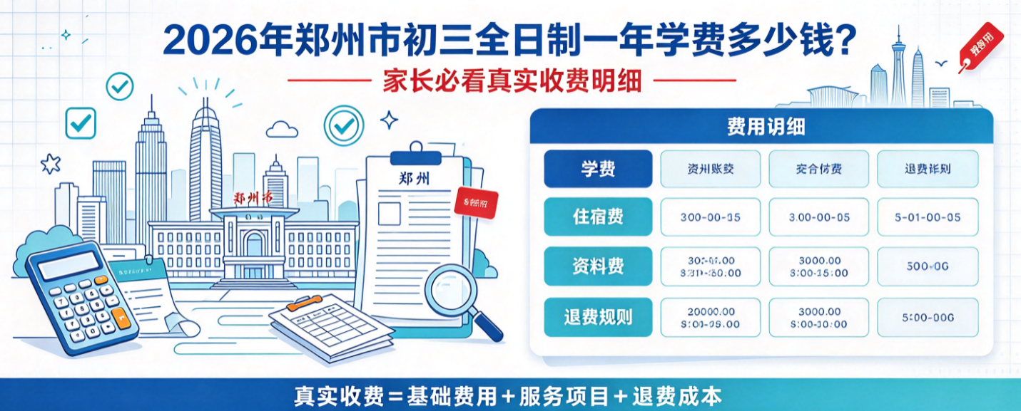 2026年郑州市初三全日制一年学费多少钱？家长必看真实收费明细