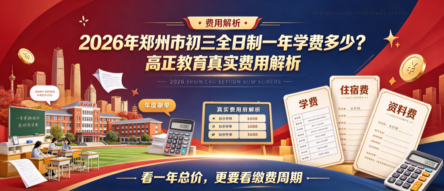 2026年郑州市初三全日制一年学费多少？高正教育真实费用解析